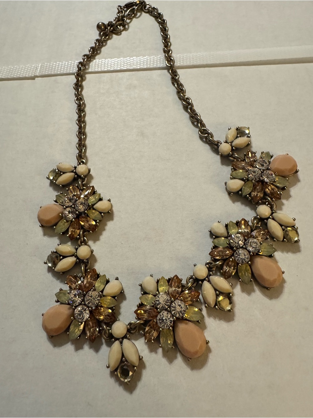 J.Crew Statement Necklace in Peach, Cream & Olive